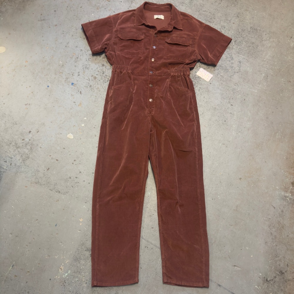 We The Free Free People Corduroy Jumpsuit XL Gingerbread Tea Brown OB1236792 NEW